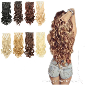 Synthetic clip in hair extension straight ponytail synthetic hair extension 7 piece clip in hair extensions